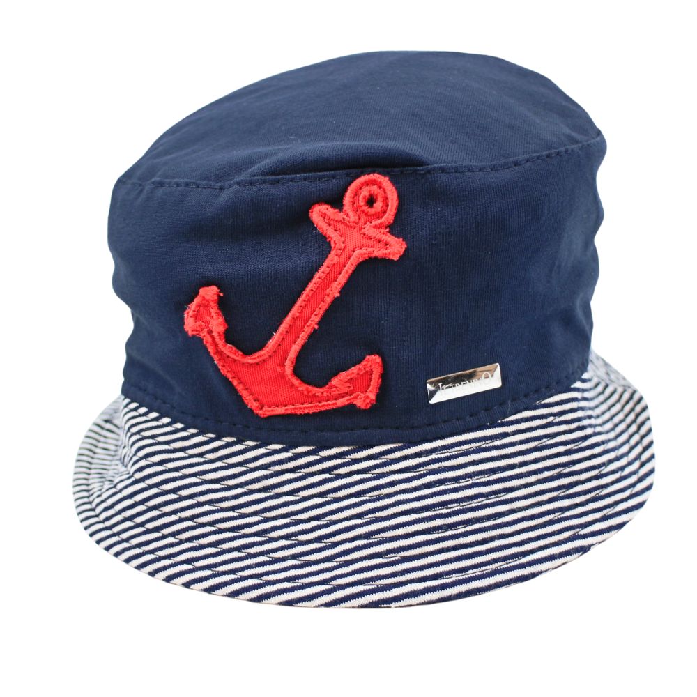 Il Trenino Baby Hat Navy With Red Anchor