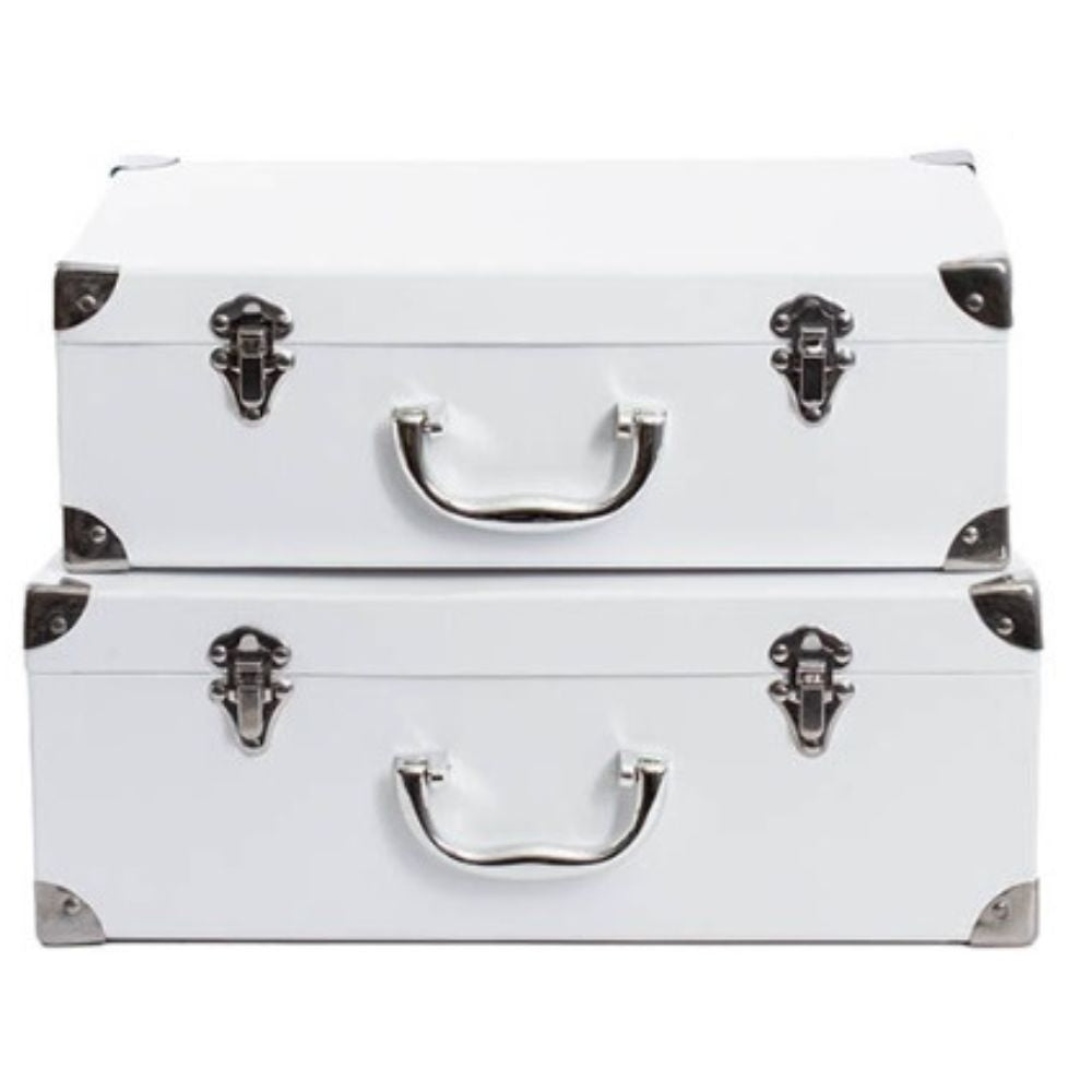 Gift Box Suitcase White Large 26cm width x 36cm depth x 13cm height