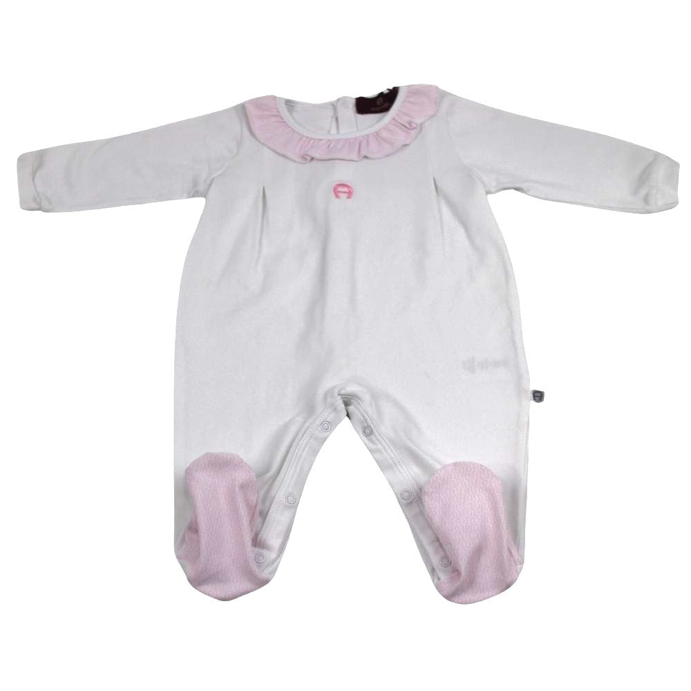 Aigner Onesie  Ruffle Collar White With Pink