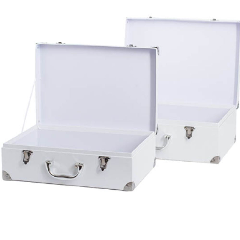 Gift Box Suitcase White Large 26cm width x 36cm depth x 13cm height