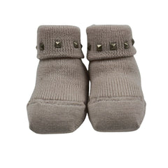 Il Trenino Baby Booties With Studs Beige