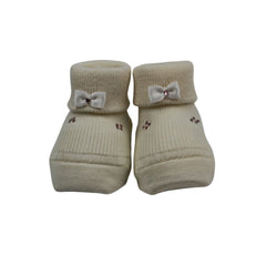 Il Trenino Baby Booties With Bows Beige