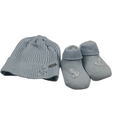 Il Trenino Gift Set Baby Booties and Hat Blue With Anchor