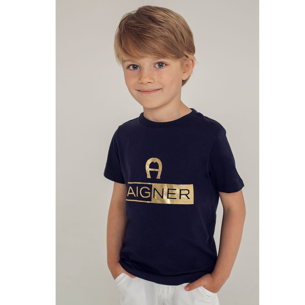 Aigner T-Shirt Navy With Golden Logo