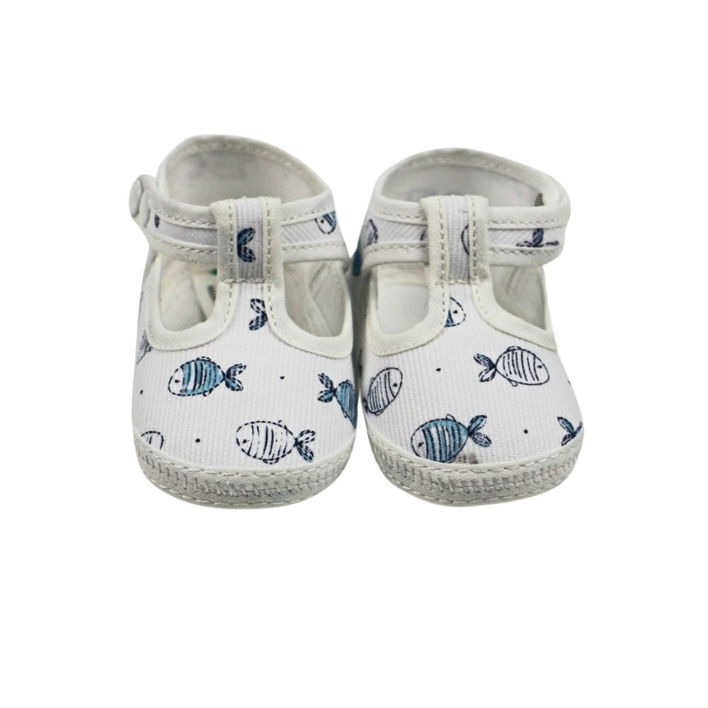 Il Trenino Baby Shoes White with Blue Fish 6-12 months