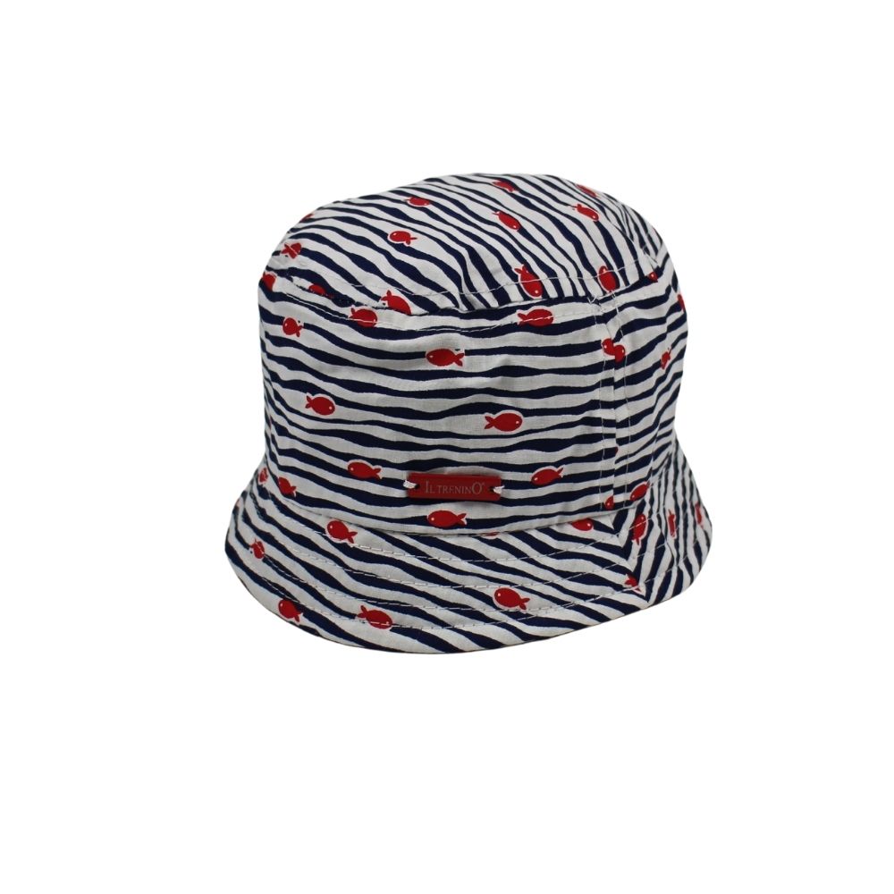 Il Trenino Baby Hat Striped with Red Fish